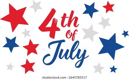 4th of July text, Fourth July typography lettering isolated