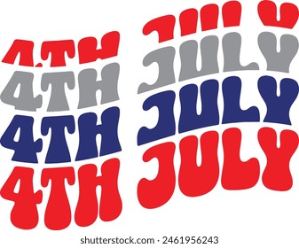 4th July Text Illustration Design