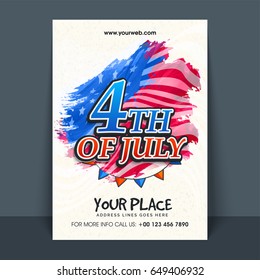 4. Juli Text auf amerikanischem Hintergrund, Creative Template, Banner, Flyer Design for Independence Day Feier.