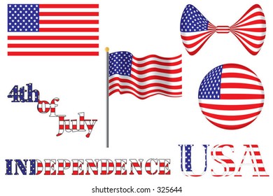 4th of July Themed illustrations.  Each object is on a separate layer and can be resized.