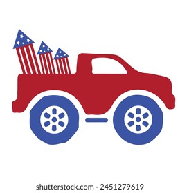 4th of July Truck Vector Design | Shirt print Design | Cut file 