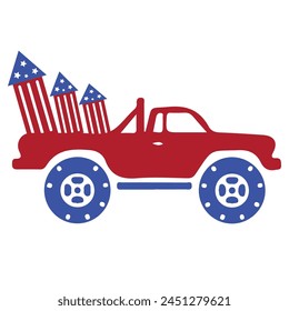 4th of July Truck Vector Design | Shirt print Design | Cut file 