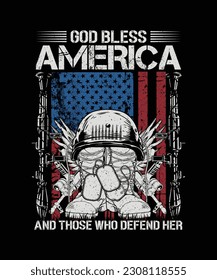 4th Of July T-shirt, Independence day, God Bless America And Those Who Defend Her