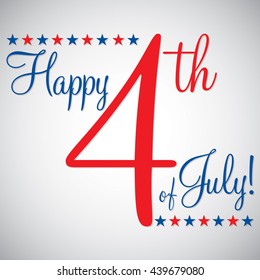 4th of July typographic card in vector format.