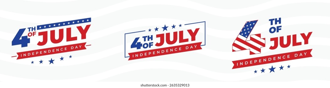 4th of July typography text set | United States Independence Day | Fourth of July