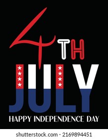 
4th July typography t-shirt design, ready to print for apparel, poster, and illustration. Modern, simple, lettering t-shirt vector