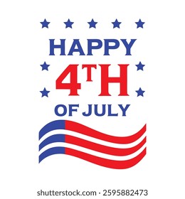 4th of July Typography Vector Art and 4th of July Festive Text Design