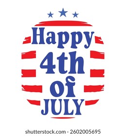 4th of July Typography Vector Art | Patriotic Independence Day Illustration