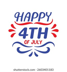 4th of July Typography Vector Art | Patriotic T-Shirt Text Illustration Design