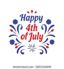 4th of July Typography Vector | Minimalist Text and Letter Design for Independence Day