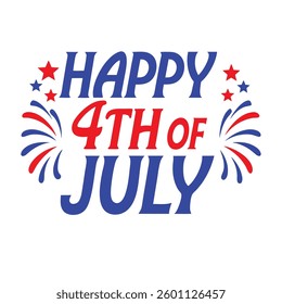 4th of July Typography Vector | Minimalist Text and Letter Design for Independence Day