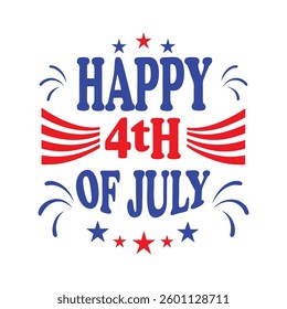 4th of July Typography Vector | Minimalist Text and Letter Design for Independence Day