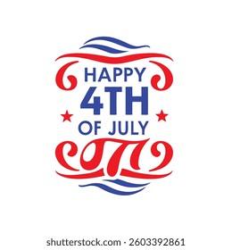 4th of July Typography Vector | Minimalist Text and Letter Design for Independence Day