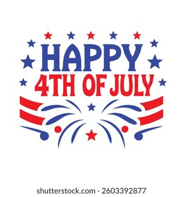 4th of July Typography Vector | Minimalist Text and Letter Design for Independence Day