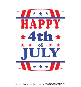 4th of July Typography Vector | Minimalist Text and Letter Design for Independence Day