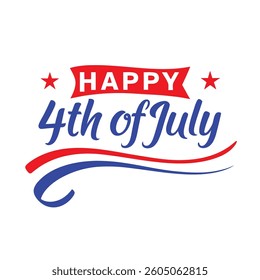 4th of July Typography Vector | Minimalist Text and Letter Design for Independence Day