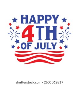 4th of July Typography Vector | Minimalist Text and Letter Design for Independence Day
