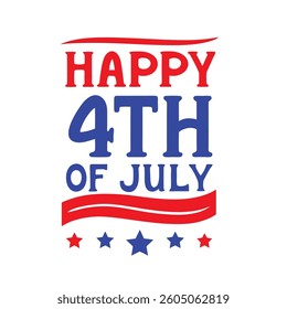 4th of July Typography Vector | Minimalist Text and Letter Design for Independence Day