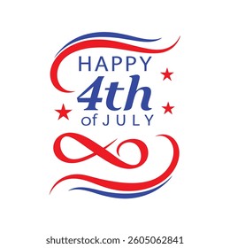 4th of July Typography Vector | Minimalist Text and Letter Design for Independence Day