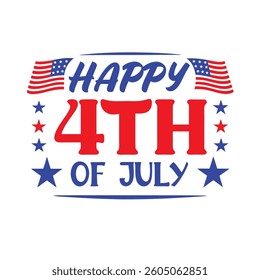 4th of July Typography Vector | Minimalist Text and Letter Design for Independence Day