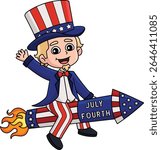 4th of July Uncle Sam Cartoon Colored Clipart 