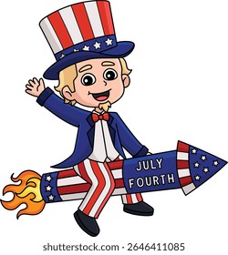 4 de julho Tio Sam Cartoon Clipart Colorido 