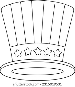 4th of July Uncle Sam Hat Isolated Coloring Page