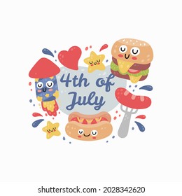 4th of July united state Independence day with text