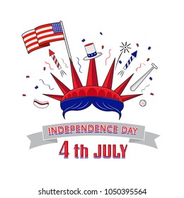 4th of July, United Stated independence day. Fourth of July typographic design. Usable as greeting card, banner, background.