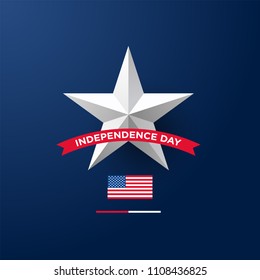 4th of July, United Stated independence day greeting. Fourth of July on blue background design. Usable as greeting card, banner, flyer