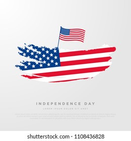 4th of July, United Stated independence day greeting. Fourth of July on white background design. Usable as greeting card, banner, flyer