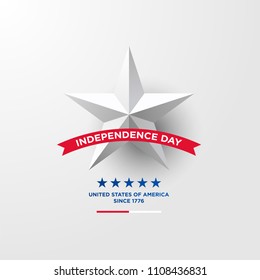 4th of July, United Stated independence day greeting. Fourth of July on white background design. Usable as greeting card, banner, flyer