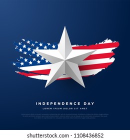 4th Of July, United Stated Independence Day Greeting. Fourth Of July On Blue Background Design. Usable As Greeting Card, Banner, Flyer