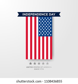 4th of July, United Stated independence day greeting. Fourth of July on white background design. Usable as greeting card, banner, flyer