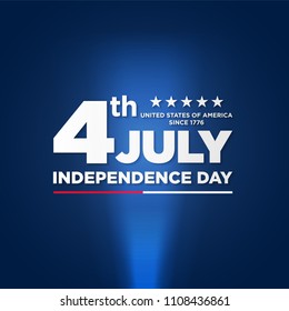 4th of July, United Stated independence day greeting. Fourth of July on blue background design. Usable as greeting card, banner, flyer