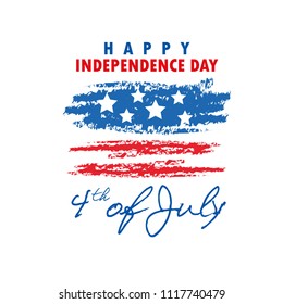 4th of July, United Stated independence day greeting. Fourth of July typographic design. Usable as greeting card, shirt.