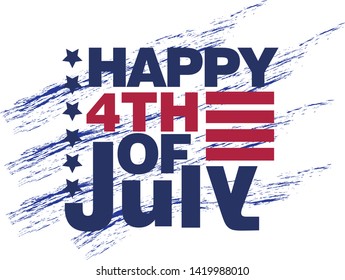 4th of July, United Stated independence day greeting. Fourth of July typographic design. Usable as greeting card, banner, background. - Vector