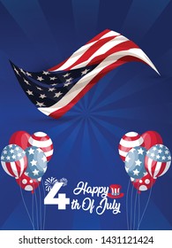 4th of July, United Stated independence day greeting. Fourth of July typographic design for greeting card, banner, background.