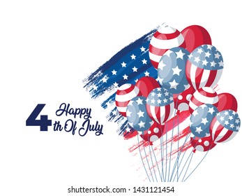 4th of July, United Stated independence day greeting. Fourth of July typographic design for greeting card, banner, background.
