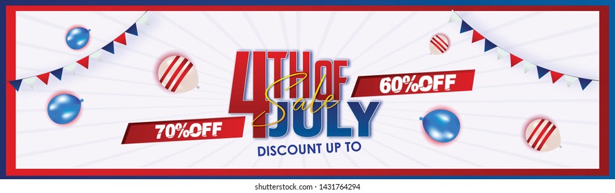4th of July, United Stated independence day,  Fourth of July typographic design. Usable as greeting card, banner, background.