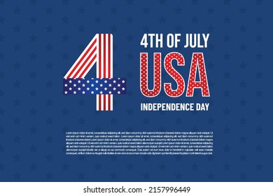 4th of July, United Stated independence day greeting. Fourth of July typographic design. Usable as greeting card, banner, background.