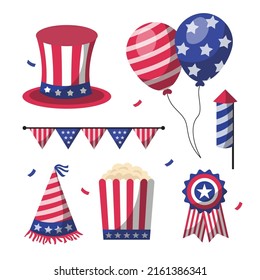 4th of July, United Stated independence day greeting. Usable as greeting card, banner, website and printing