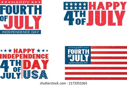 4 de julio, Día de la Independencia de Estados Unidos, saludo. El 4 de julio diseño tipográfico. Usable como tarjeta de saludo, banner, fondo