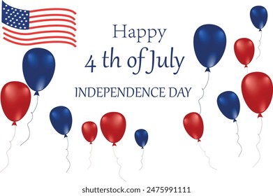 4th of July, United Stated independence day. Template design for poster, banner, postcard, flyer, greeting card. American national day. Vector illustration with star background, fireworks and USA flag