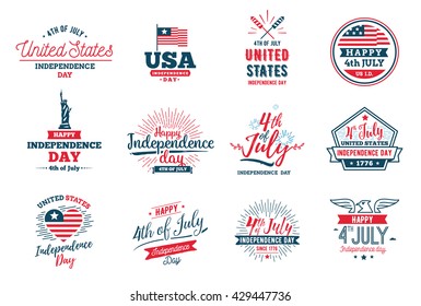 4th of July, United Stated independence day greeting. Fourth of July typographic design. Usable as greeting card, banner, background.