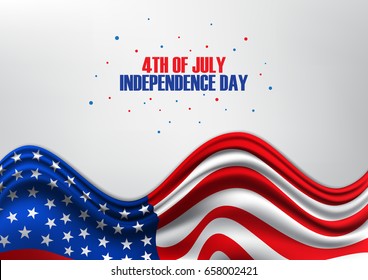 4th of July, United Stated independence day, American national day on USA flag, vector illustration