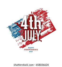 4th of July - United Stated Independence day greeting - Fourth of July typographic design with grunge flag in the background