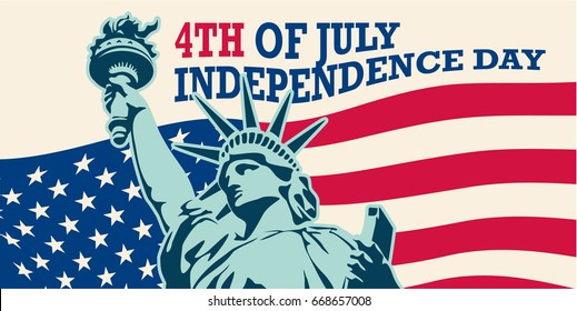 4th of July, United Stated independence day. USA. Statue of Liberty. Fourth of July