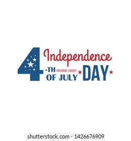 4th of July United States of America holiday banner. Vector greeting card with lettering.