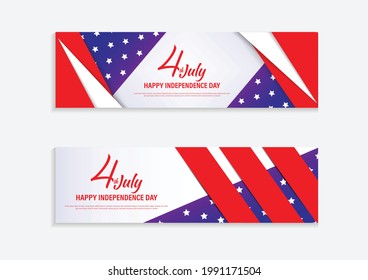 4th of July United States of America Independence day web banner template. Vector illustration